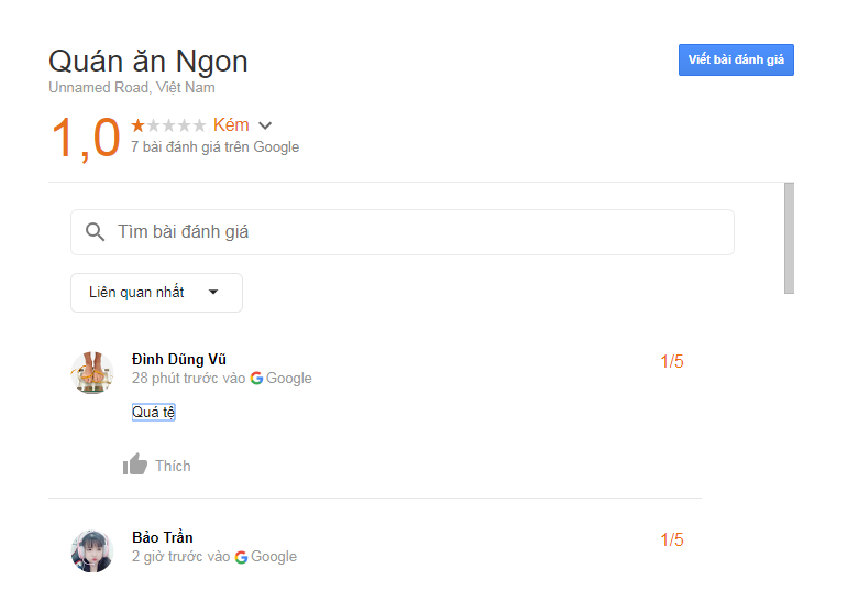 review 5 sao google maps