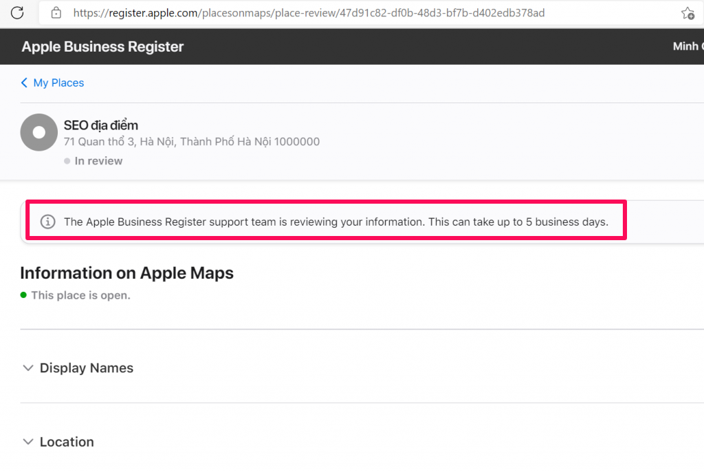 dịch vụ revew apple maps